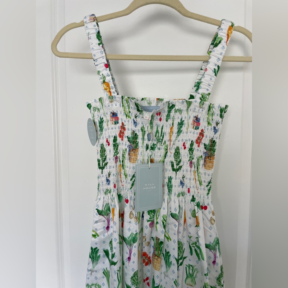 NWT Hill House Anjuli Nap Dress In Farmers Market White Smocked - Picture 7 of 10